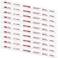 HAUTMEC Hacksaw HT0120-CT - Cuchillas de repuesto para sierra de hacka- 24 dientes de acero (10 pulgadas- 24 dientes por…